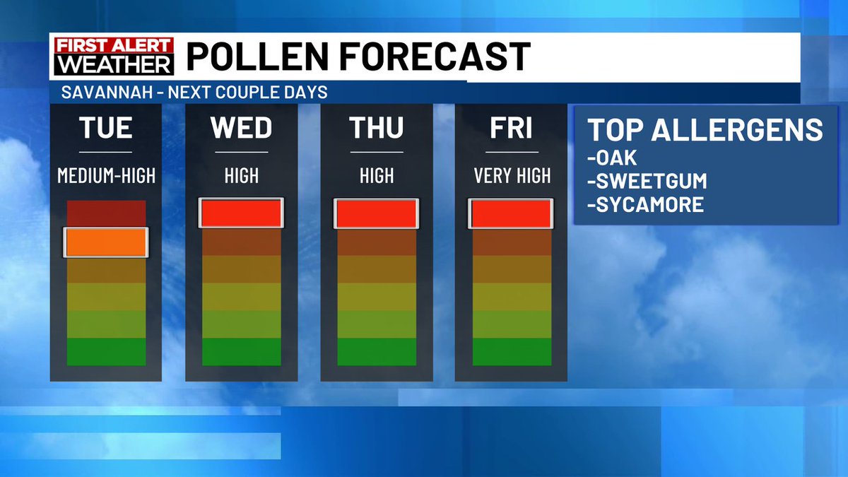 WxDylanSmith's tweet image. We'll also continue to track increasing tree pollen counts throughout the rest of the week. #savannahga #thisweek #allergyseason