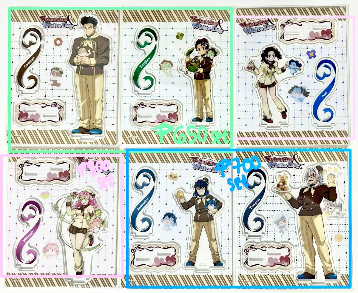 wts lfb ph

Demon Slayer Valentine’s Day and White Day Acrylic Stands
- Pink Set (Mitsuri &amp; Aoi): ₱800
- Green Set (Gyomei &amp; Tanjiro): ₱650
- Blue Set (Inosuke &amp; Tengen): ₱700
- All are brand new and sealed!
- bought and shipped from Japan

Reply or dm to claim