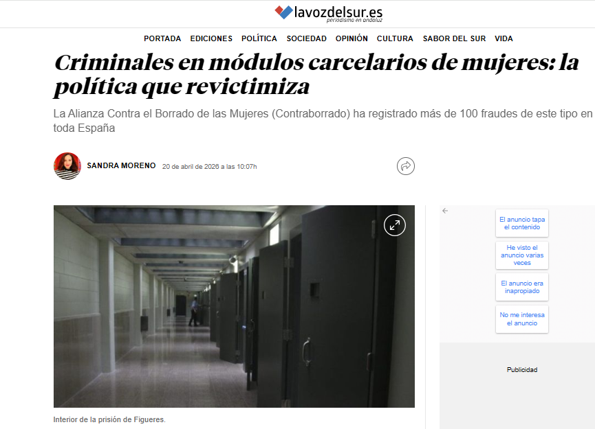 ConSandraMoreno's tweet photo. ¿Qué ocurre cuando el Estado decide que la mera declaración de voluntad de un condenado por feminicidio, violación, maltrato o asesinato de mujeres y menores es suficiente para que cumpla su pena en un módulo carcelario de mujeres?  https://t.co/cqeD88honm https://t.co/fOt95JB3jy