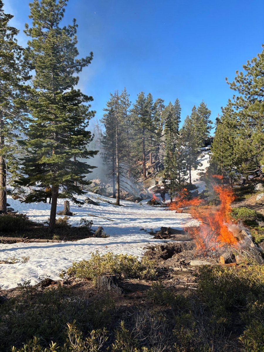 LakeTahoeUSFS's tweet photo. ⚠️Safety Update⚠️
As of 2:30PM today, ignitions are complete in Caldor Hand Thin Unit 1016. Crews are moving to ignite Caldor Hand Thin Unit 7. Smoke may be visible. Mountain bikers accessing Sidewinder/Corral trails should use caution in areas with active fire. Links:⬇️ #RxFire https://t.co/XIpb7CzmY0