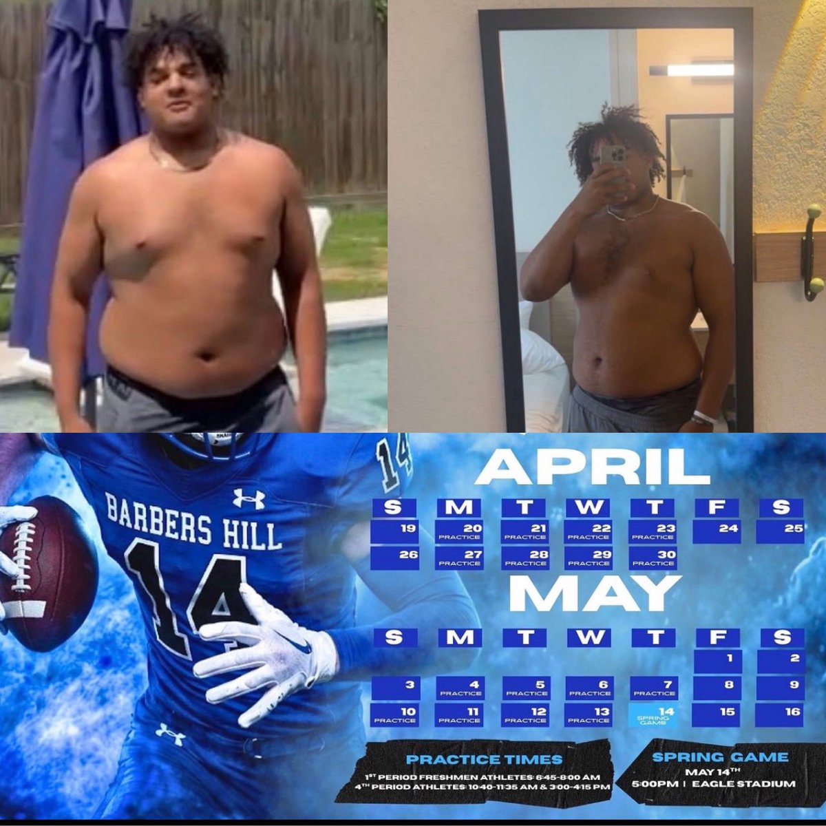 Bryce2027's tweet image. SP 2026 first practice today. Senior season Loading, oh I’m a changed young bull. Come watch me work at Barbers Hill Hs. To be continued. #humbleandhungry