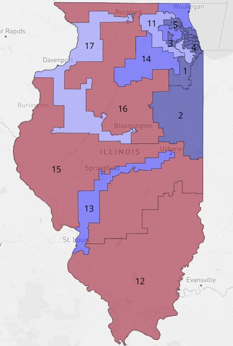PoliticalDeamon's tweet image. The Dem. complaints about TX ring hollow because the IL Legislature did this before TX enacted their '22 incumbentmander map.
#USA #Texas #Virginia #Redistricting