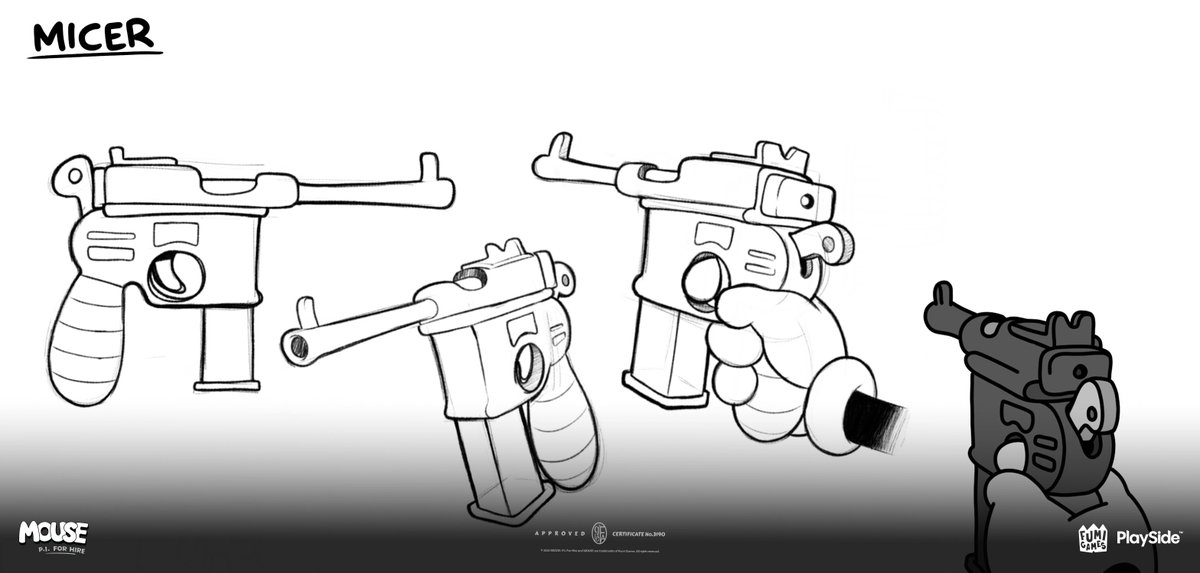 MabramsToons's tweet image. Finally sharing my concept art for MOUSE: P. I. for Hire
Here are some of the weapons I designed:)
#art #concept