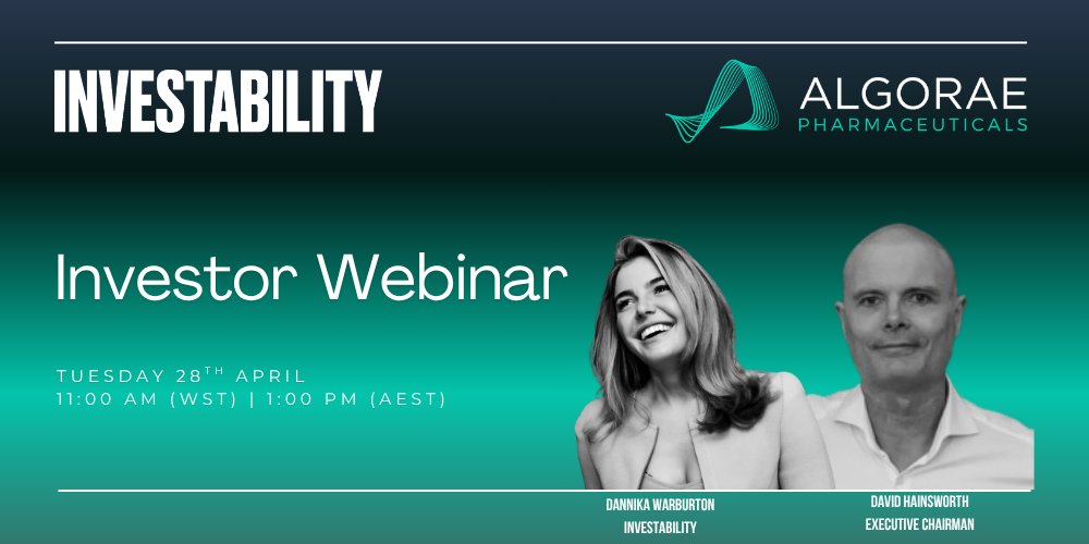 Want the latest from Algorae Pharmaceuticals (ASX: #1AI)?

Tune in on Tuesday 28 April as Executive Chairman David Hainsworth shares an investor update on the Company’s operations, priorities and Q2 2026 outlook.

If Algorae’s AI-enabled approach to drug discovery and pharma