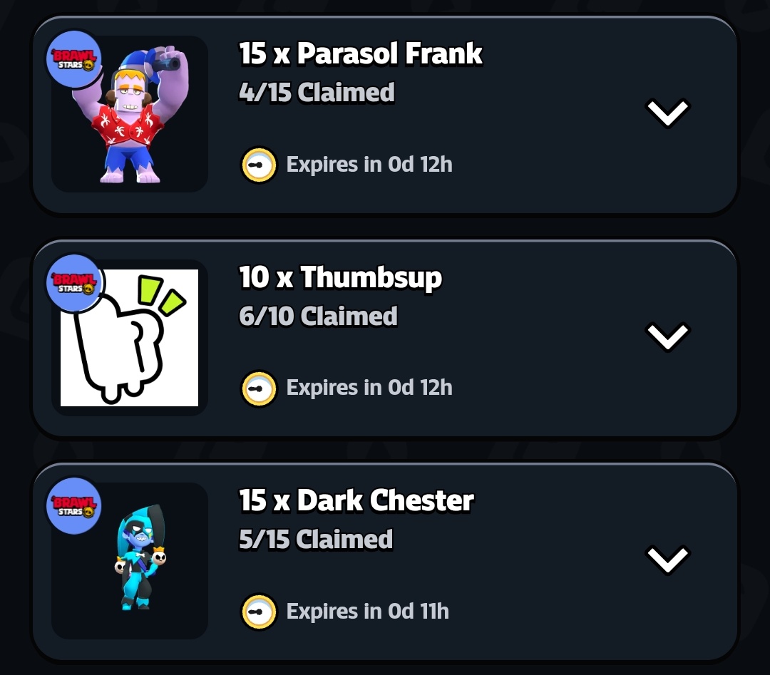 Take it if you need it, but please follow me in return 🥸✨❤️
Parasol Frank:
1.
link.brawlstars.com/voucher/b771e1…
2.
link.brawlstars.com/voucher/86fdf3…
3.
link.brawlstars.com/voucher/ed1883…
4.
link.brawlstars.com/voucher/2087e4…
5.
link.brawlstars.com/voucher/7ee2a8…
6.
link.brawlstars.com/voucher/8cf4e3…
7.
link.brawlstars.com/voucher/a4735b…