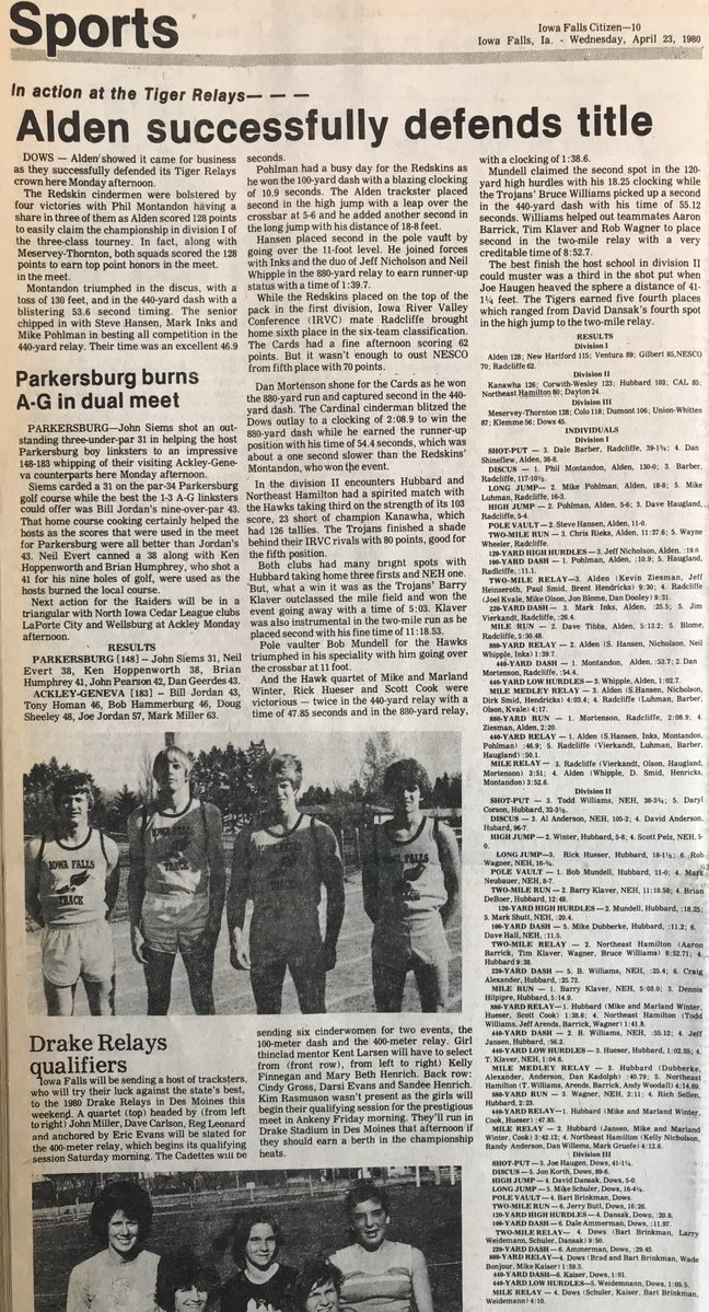 CoachHarms1's tweet image. 1980 Alden Defends Tiger Relays Title! #IFACadetPride #TrackSpeed @TimesCitizen