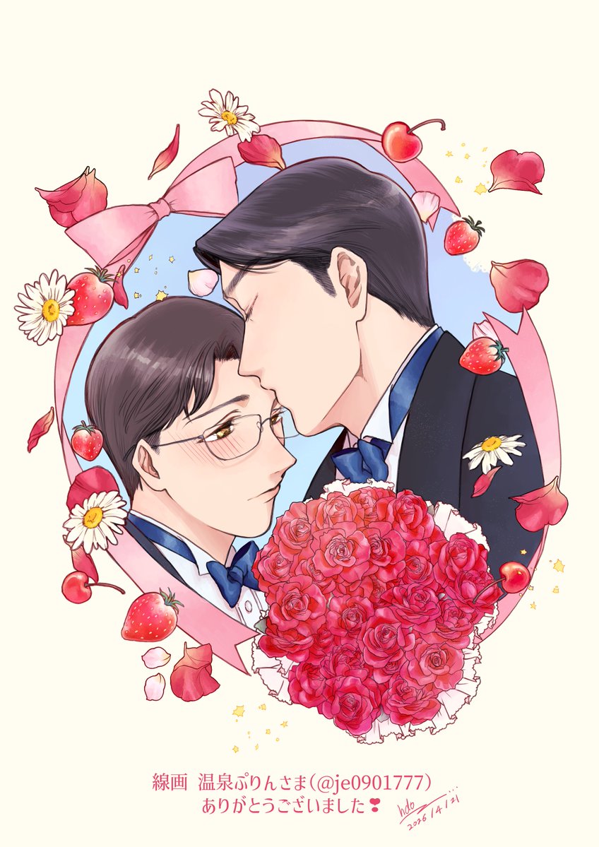 線画交換🌹🌹🌹
線画➤温泉ぷりんさん( <a href="/je0901777/">温泉ぷりん</a> )   塗り➤🍤
そしてわたくし🍤も恐縮ながらぷりんさんの線画を塗らせて頂いたのですが😭⁉絵画が送られてきて…⁉
画面を開くたびにウットリしながら塗らせて頂きました😭🙏♥️✨
幸せでした～～改めてぷりんさんありがとうございました🙏🌷🌹♥️✨