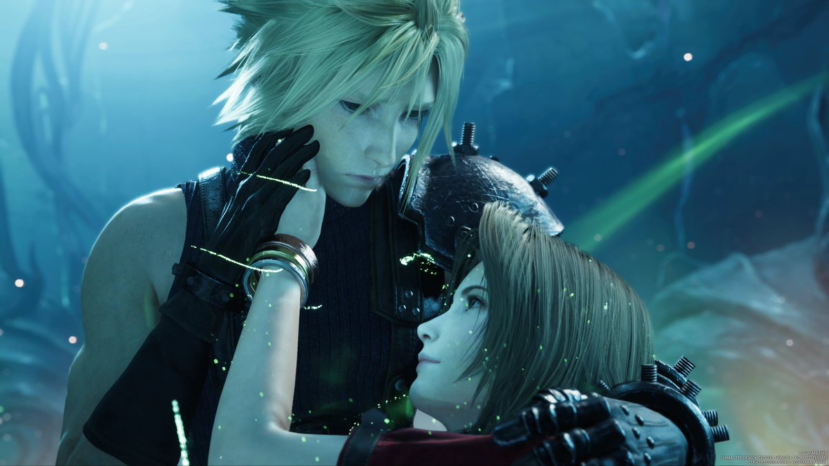 Ashley30998065's tweet image. His smile and confused state was very creepy. It's like his promise to protecting #Tifa always means so much to #Cloud that his poisoned Mako mind created a lie where #Aerith (actually #Jenova) is "alive" and acting somewhat normal. The final shot of crazy Cloud was scary 😱😱😱