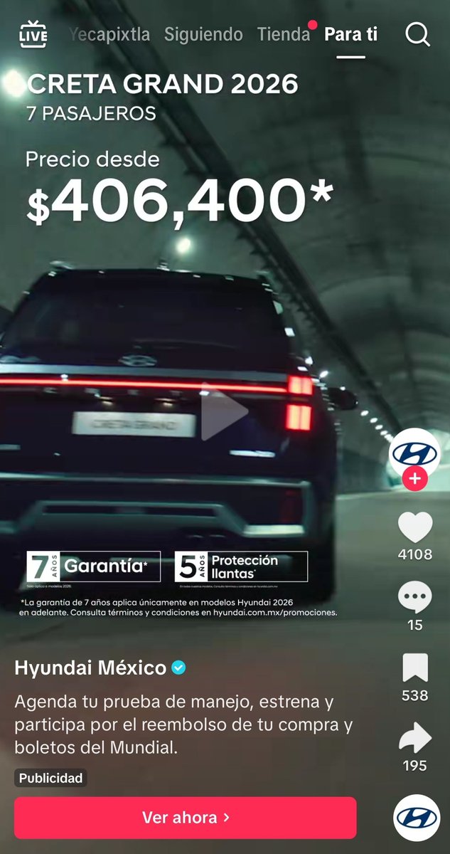 jimmo_san's tweet photo. Oye @HyundaiMotorMex me topé con esta publicidad de ustedes en tik tok. Corri a su pagina a verificar y cuac. Es falso. Se supone que la cuenta de tik tok que lo publicó son ustedes mismos. Osea, oficial. Lo tomo como falta de seriedad??? Mal manejo de redes??? O qué sería??? https://t.co/DzbzD1ZQO6