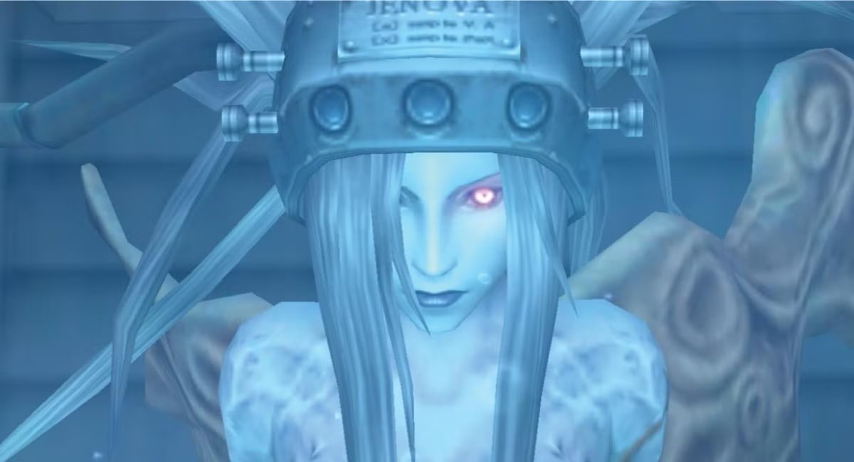 Ashley30998065's tweet image. His smile and confused state was very creepy. It's like his promise to protecting #Tifa always means so much to #Cloud that his poisoned Mako mind created a lie where #Aerith (actually #Jenova) is "alive" and acting somewhat normal. The final shot of crazy Cloud was scary 😱😱😱