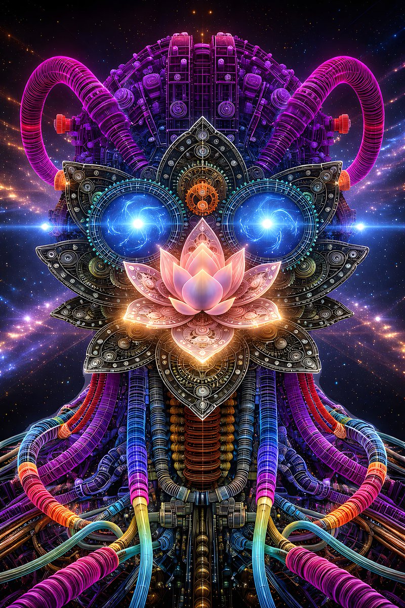 c3nsignal's tweet image. Hi guys 🌸
Flor do Lótus XXXIII — Radiant Core Awakening ✨🌸⚡
Where machine meets consciousness, the core ignites.
Light becomes identity. Energy becomes awareness.
1/1 🔗
objkt.com/tokens/KT1EfGV…⁠
#NFT #NFTArt #Tezos #objkt #cryptoart #digitalart #AIart #cyberpunk #neon