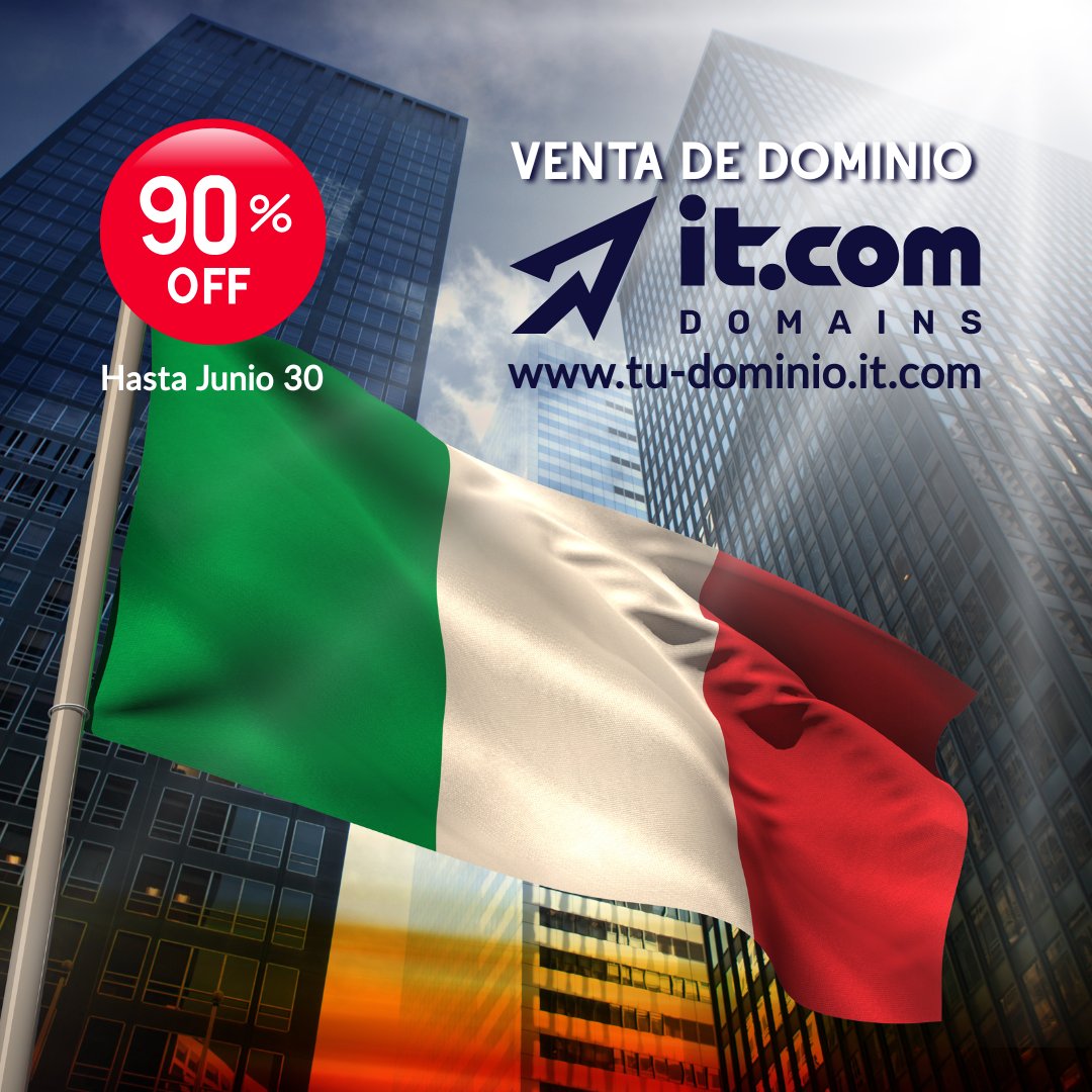 Marcaria_Es's tweet photo. 90% de descuento en .IT.COM — hasta el 30 de junio. 💻

Respaldado por .COM. Ideal para marcas de tecnologia.

Ve a https://t.co/64KAvx9dRX y registra https://t.co/Fw9e4SZuYS hoy.

#itcom #dominios #marcaria #90off https://t.co/OEh3QyqCu9