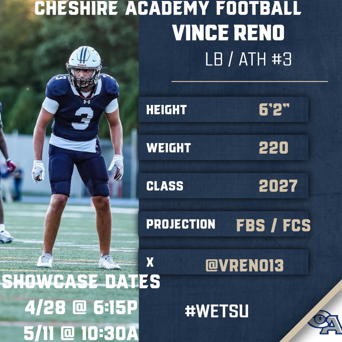 Vince Reno | 27’ | LB | ATH | 6’2 | 220 tweet media