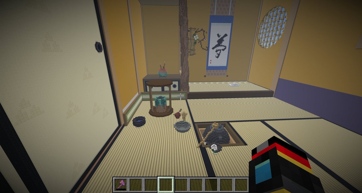 DalekEric's tweet image. 茶室に丸卓炉薄茶
#Minecraft #MinecraftBuilds
#和風建築