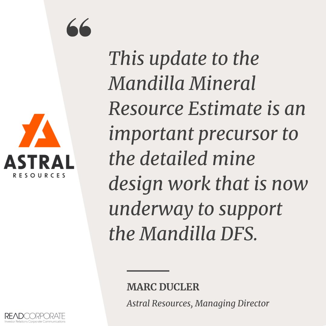 ReadCorporate's tweet image. .@AstralRes_AAR posts a 22% increase in the Mineral Resource for its Mandilla Gold Project in WA to 1.74Moz, lifting group-wide resources to 2.07Moz and cementing its status as an emerging gold producer. 

ow.ly/xR8K50YNcFQ

$AAR #gold #mining #development #growth #ASX