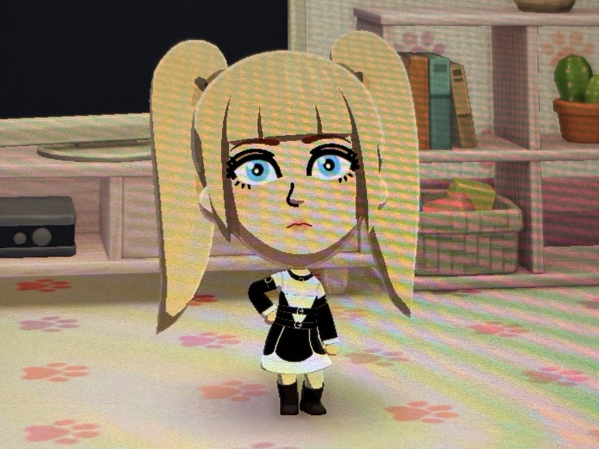 sugarc0maa's tweet image. i made marie’s outfit in tomodachi life and this is my marie mii wearing it ♡