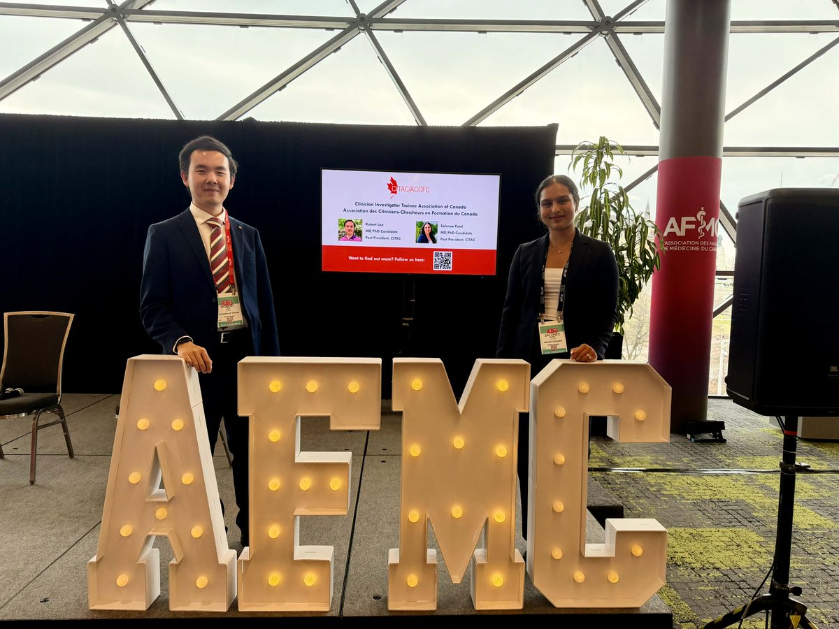 uoftmdphd's tweet photo. MD-PhD student and former CITAC President Robert Lao joined current CITAC President Catie Futhey and Past-President Salonee Patel this weekend at ICAM 2026 to represent clinician-scientist trainee voices in national conversations with leaders in medicine and research! https://t.co/4I3iBdT7Kb