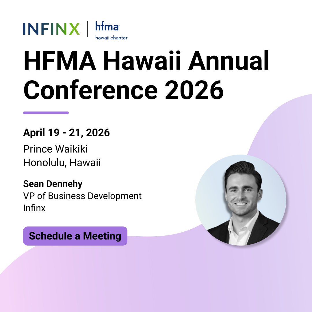 Infinxinc's tweet image. Sean Dennehy VP of Business Development at Infinx is at Hawaii @hfmaorg through tomorrow. Infinx automates 90-95% of prior auths with 99%+ approvals for imaging centers. Connect: na2.hubs.ly/H04-SKw0  #RCM #HealthcareAI