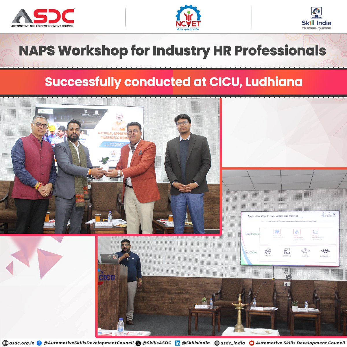 SkillsASDC's tweet image. NAPS Workshop for Industry HR Professionals concluded successfully at CICU, Ludhiana, bringing together industry and training partners to discuss apprenticeship opportunities, recent NAPS updates, and the evolving Apprenticeship Act &amp;amp; Rules.

#ASDC #SkillDevelopment #NAPS