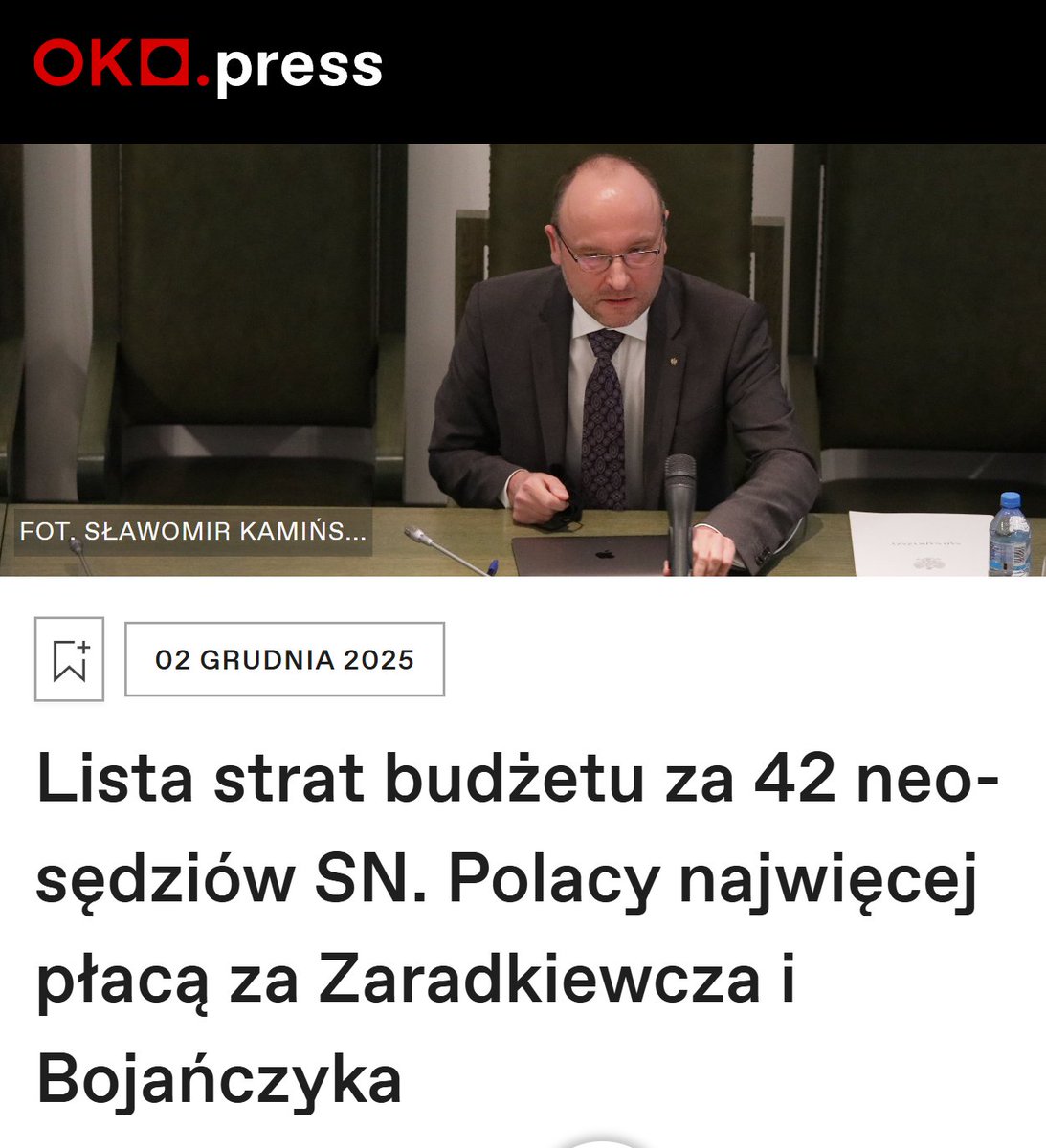 Lista strat budżetu za 42 neo-sędziów SN !!! 
Polacy najwięcej płacą za Zaradkiewcza i Bojańczyka ...

OKO.press dotarło do dokładnych wyliczeń, ile Skarb Państwa – czyli wszyscy obywatele – płaci za wadliwe wyroki wydane z udziałem neo-sędziów SN. Straty państwa