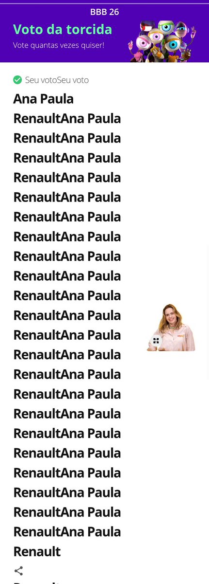 gaelbernalm's tweet photo. @anapaularenault #AnaPaulaCampeã #BBB26 https://t.co/rjjDbnhwzN