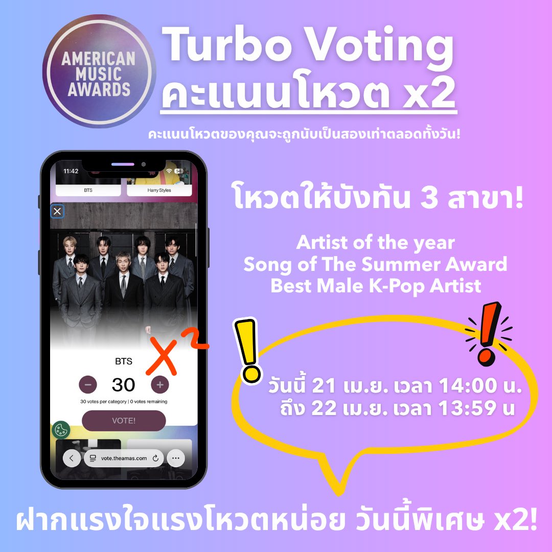 📣ฝากกระจายข่าวหน่อยนะคะ❤️‍🔥

⚠️โอกาสทอง คะแนนคูณสอง! 
14.00น.วันนี้ - พรุ่งนี้ 13.59น. ⚠️

⚠️โอกาสทอง คะแนนคูณสอง! 
14.00น.วันนี้ - พรุ่งนี้ 13.59น. ⚠️

👉 โหวต : vote.theamas.com

#อาร์มี่ชวนโหวต