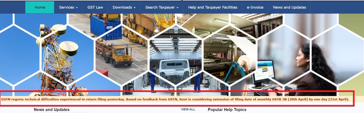 AbhasHalakhandi's tweet image. 🚨GSTR-3B March date to be extended by 1 day

GSTN regrets technical difficulties experienced in return filing yesterday. Based on feedback from GSTN, Govt is considering extension of filing date of monthly GSTR 3B (20th April) by one day (21st April).

Acknowledgement of tech