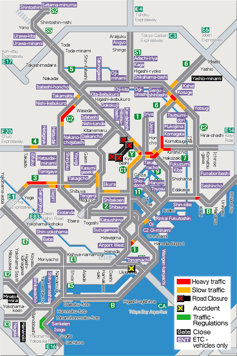 shutoko_EN's tweet photo. This map shows the traffic conditions as of  2 p.m. on the Metropolitan Expressway. For more information, please see the following link.
#Shutoko
https://t.co/cIezY4a0MV https://t.co/JxGvVQZYv0