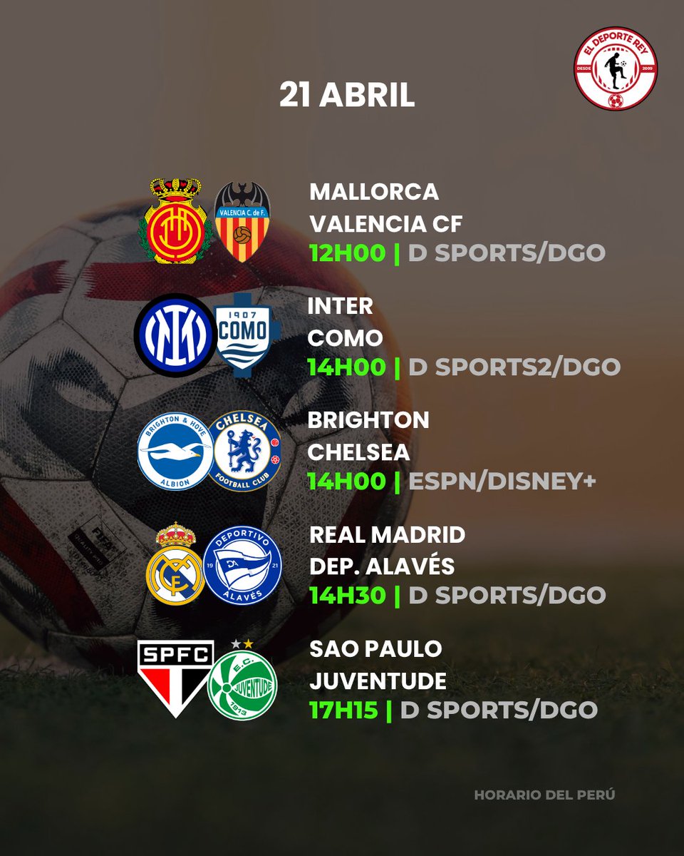 𝗔𝗴𝗲𝗻𝗱𝗮 𝗱𝗲 𝗳ú𝘁𝗯𝗼𝗹 | 𝗠𝗮𝗿𝘁𝗲𝘀 ⚽️
Martes de ligas y copas: LaLiga, semifinales de Copa Italia, Premier League y Copa de Brasil.
Día para no despegarse de la pantalla. 🔥