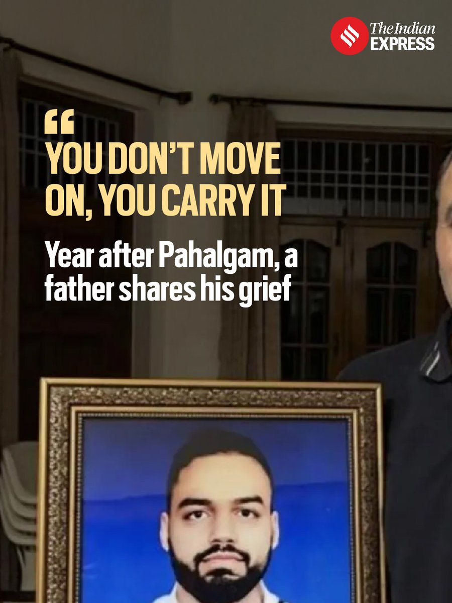 IndianExpress's tweet image. As the 1st anniversary of the April 22, 2025, #Pahalgam terror attack approaches, the family of naval officer Lt Vinay Narwal is still grappling with a loss that feels as raw as it did a year ago.

“It feels like I am living that moment every single day,” Lt Vinay’s father,