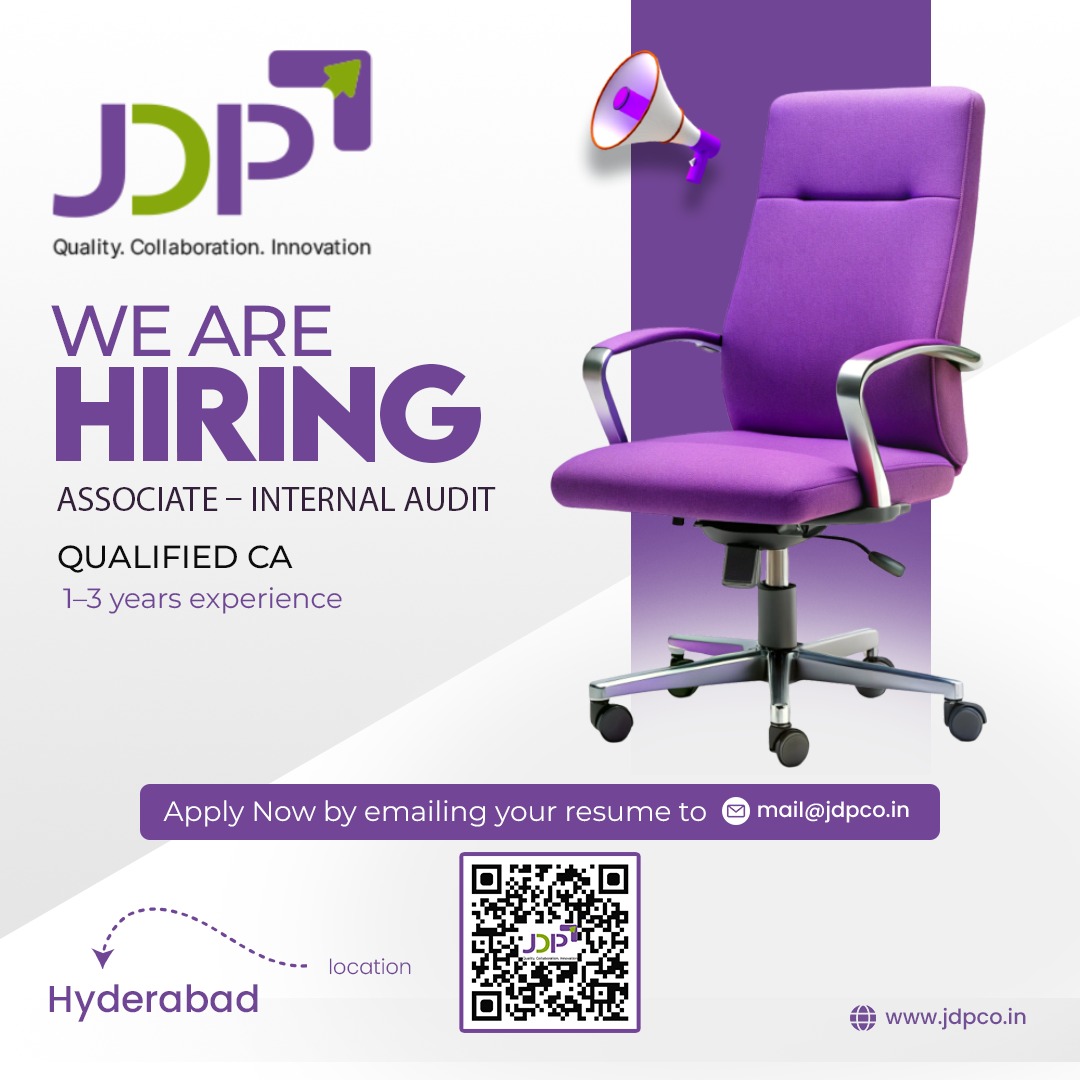 co_jdp's tweet photo. We are looking for a driven and detail-oriented professional to join our team as an Associate – Internal Audit. If you believe in the power of precision, process, and professional integrity — we'd like to meet you.
Send your resume to mail@jdpco.in Or scan the QR code to apply. https://t.co/wEkXgXhGga