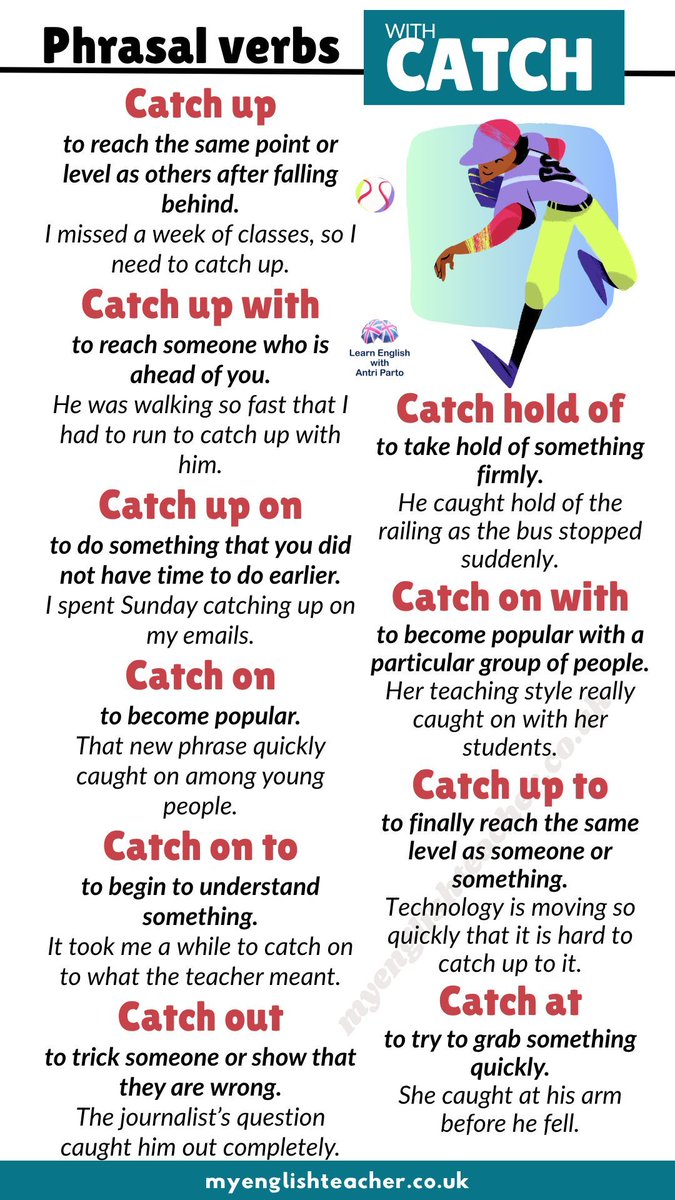 MyLinguaAcademy's tweet image. Learn phrasal verbs with CATCH
#learnenglish