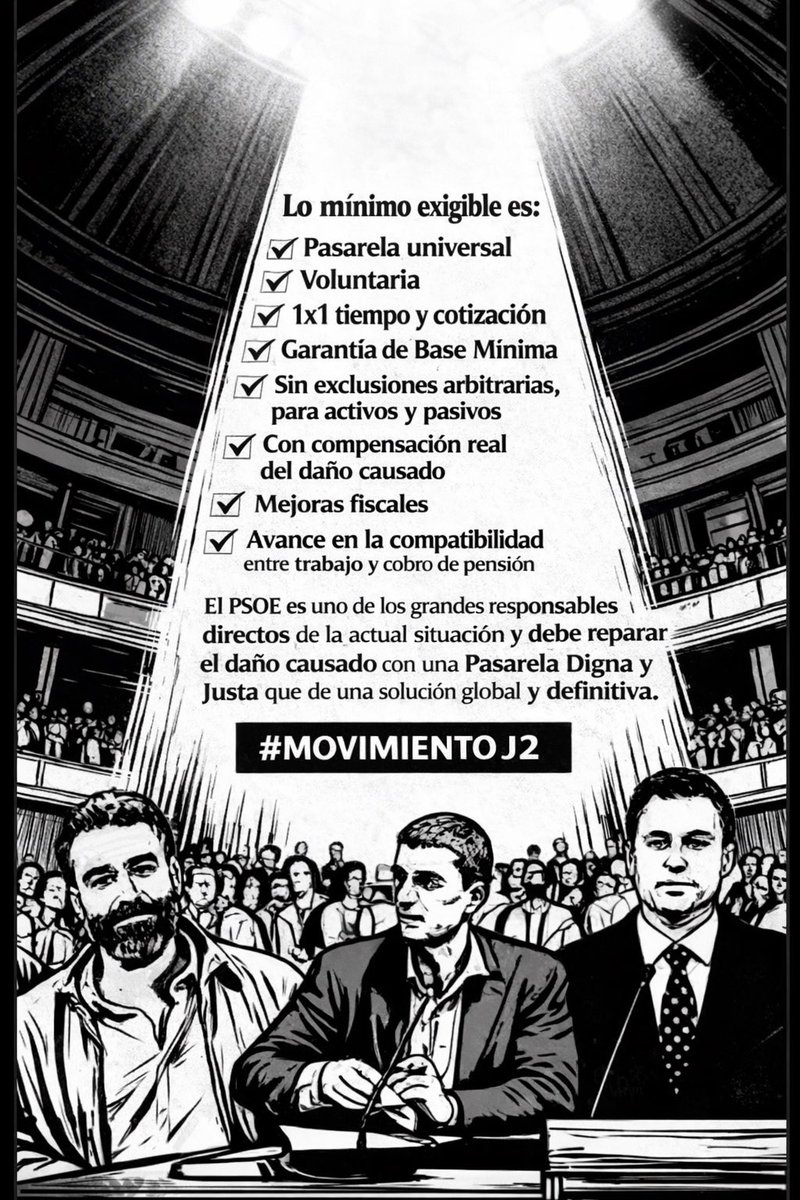 Hasta 2012, <a href="/sanchezcastejon/">Pedro Sánchez</a>, abogados y procuradores mutualistas alternativos tuvimos que pagar un seguro de salud privado, porque no teníamos sanidad pública.
Hoy, seguimos con pensiones de 300/400€, 12 pagas, sin IPC, que no permiten un retiro digno.
#J2JodidosyDiscriminados