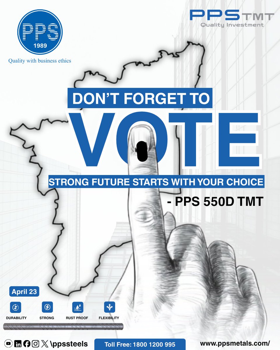 PPSSteels's tweet image. Your vote builds the future. Choose wisely for a stronger tomorrow. 🗳️🏗️

#Vote #YourChoiceMatters #StrongFuture #BuildTheNation #ElectionDay