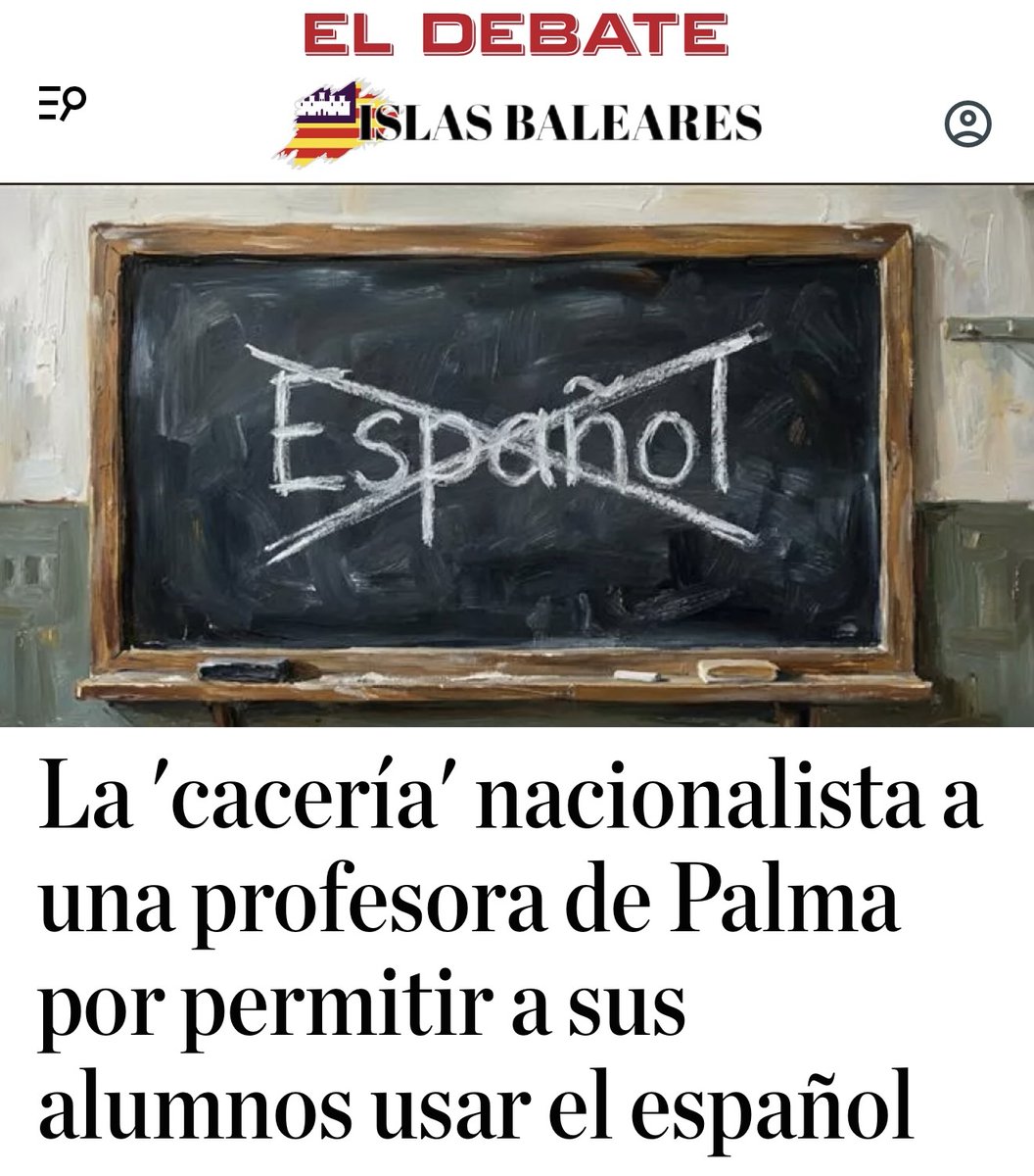 🚨 Una profesora del IES Guillem Sagrera de Palma, señalada y acosada por permitir a sus alumnos hacer trabajos de Tecnología en ESPAÑOL.

Una compañera la delató públicamente. La Inspección se presentó por sorpresa. Entró en clase llorando.

Su delito: no penalizar a los alumnos
