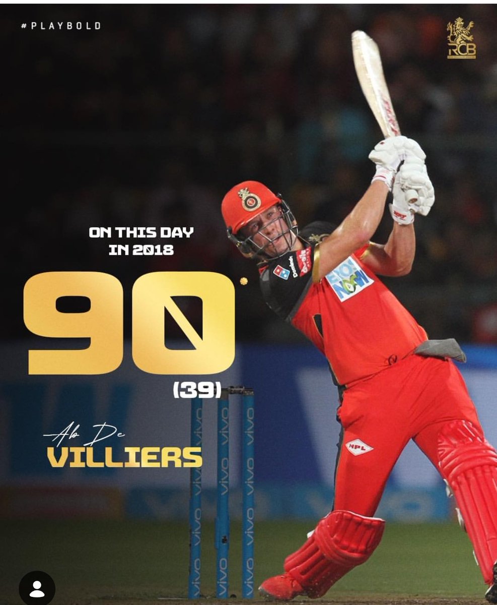 AbhishekVe73387's tweet image. #OnThisDay in 2018, AB de Villiers smashed an incredible 90* off 39 balls, with 10 fours and 5 sixes, guiding the team to victory against Delhi Daredevils...!!