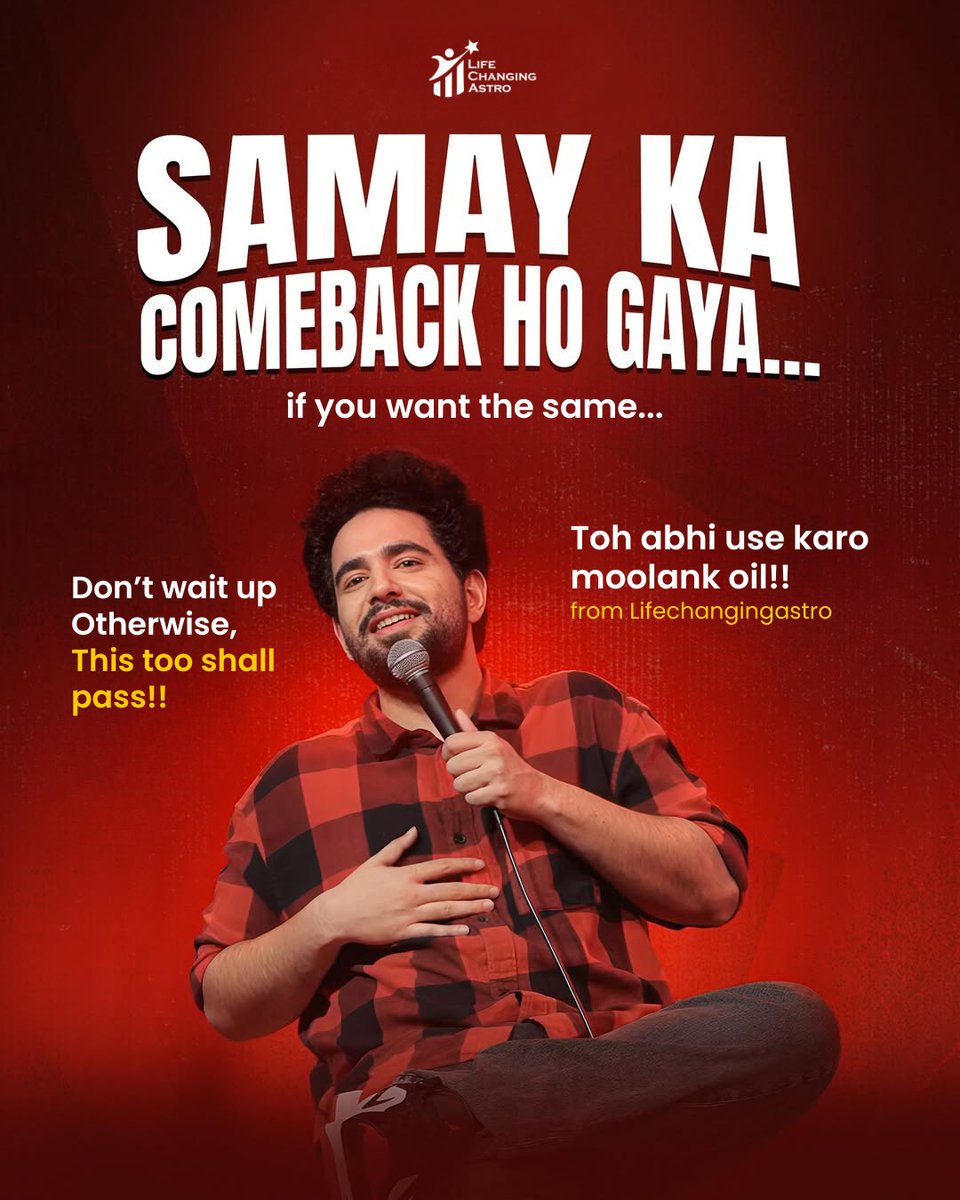ALavbhushan's tweet image. Samay ka comeback ho gaya… tumhara kab? ⏳🔥
Don’t wait otherwise, this too shall pass.

lifechangingastro.com/collections/mo…

#samayraina #lifechangingastro #comeback #moolankoil #numerology #acharyalavbhushan