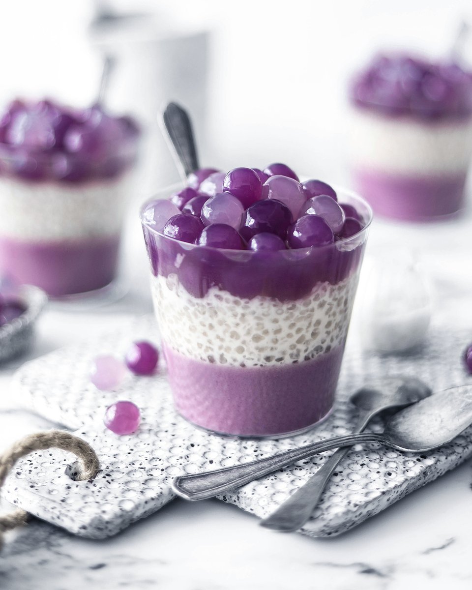 suncorefoods's tweet image. Yum! Another delicious excuse to add boba into dessert! Taro yam layered with sago &amp;amp; purple sweet potato boba, this combo has a hint of earthy sweetness. 💜Use @suncorefoods Lilac Taro Yam &amp;amp; Purple Sweet Potato Powders 💜🥄😋 Find the #recipes at SuncoreFoods.com #desserts
