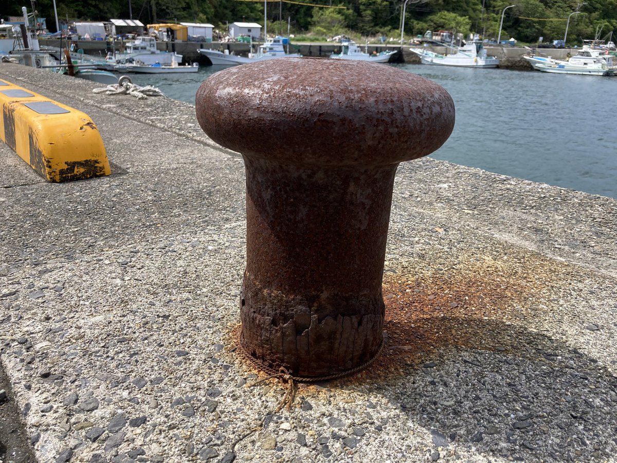 Harushion's tweet image. 4/21 火曜日は晴れ☀️風が強い気温は過ごし易い春の嵐や

 気圧の変化や天気での身体の不調注意⚠️

体調悪いな（お金も無いし）

も〜無理よPCは🖥️替えたい

Switch2は買えた🎮

晴天☀️の下の舫杭

#舫杭 #bollard #伊勢志摩 #海鮮市場 #丸保商店 #伊勢海老 #あのりふぐ #海産問屋の宿まるやす  #気象病