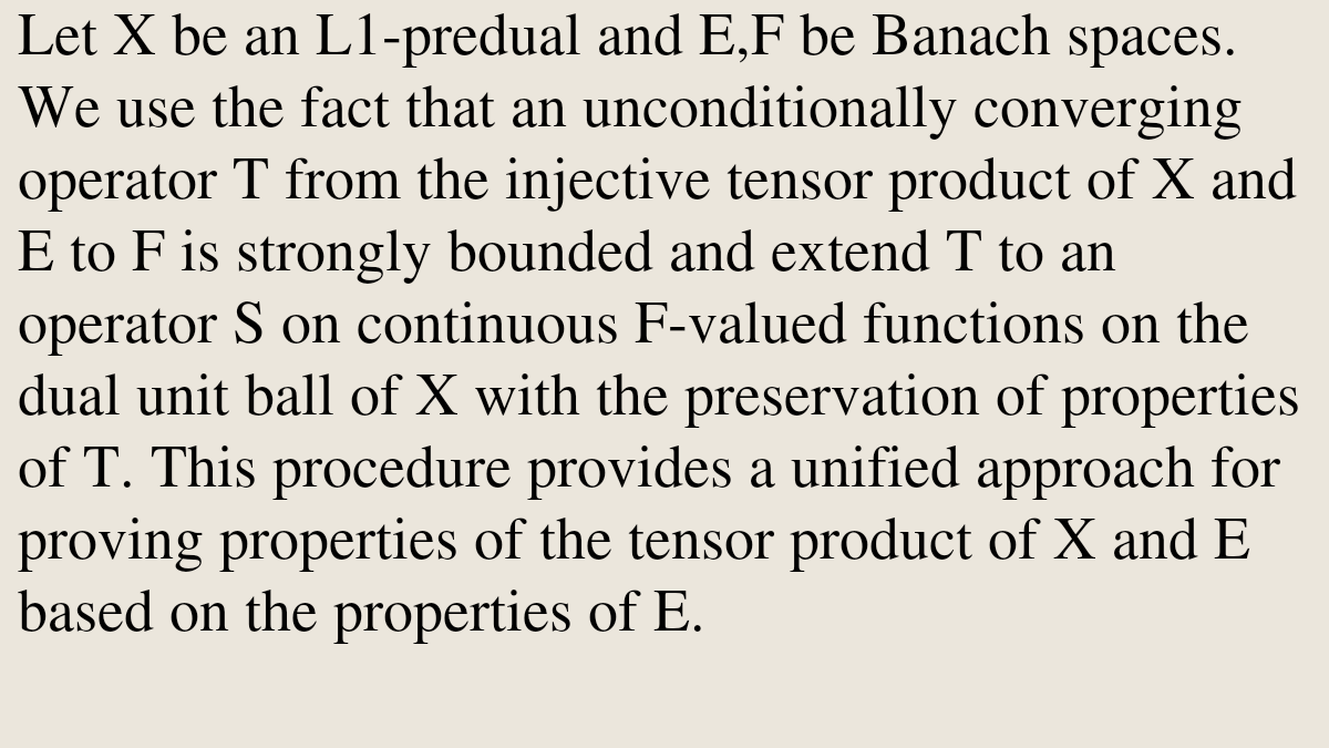 Predual Componentes Operators on injective tensor products of L1-preduals Štěpán Ondřej ...