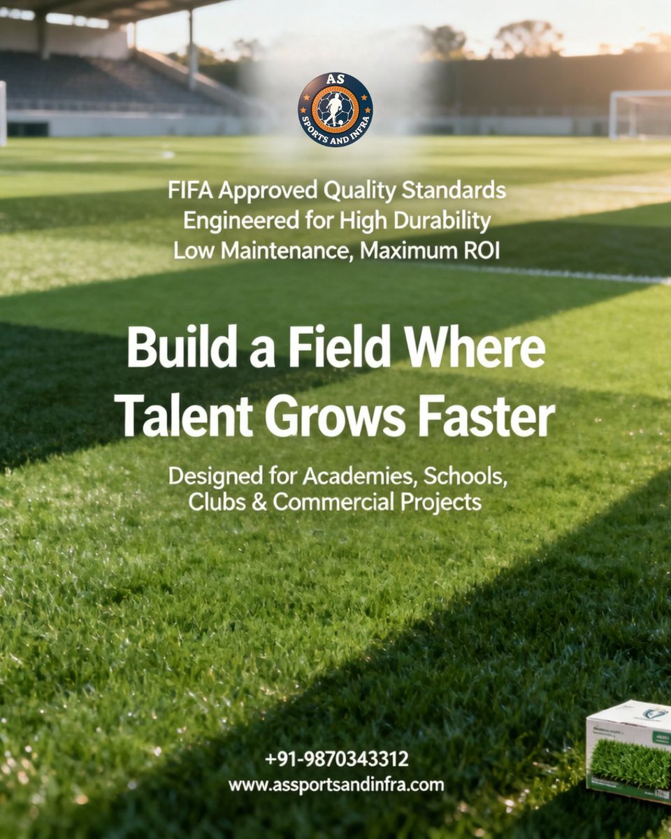 ASsports_infra's tweet image. Strong field = Strong future ⚽
Build a ground where talent grows faster.

📞 Call: +91-9870343312
🌐 assportsandinfra.com
.
.
.
.
.
#ArtificialTurf #FootballIndia #SportsInfrastructure #MakeInIndia #GroundDevelopment #FootballGround #SportsBusiness #StartupIndia #AcademyLife