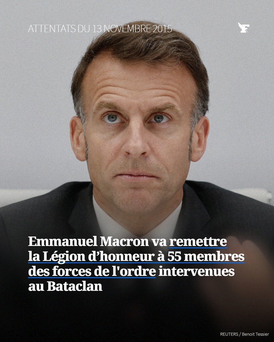 Le_Figaro's tweet photo. L'exécutif récompensera ce mardi à l’Élysée les membres des forces de l’ordre ayant participé à l’assaut du Bataclan lors des attentats du 13 novembre 2015. →https://t.co/of80QU2hzv https://t.co/bMwP2N3fD4