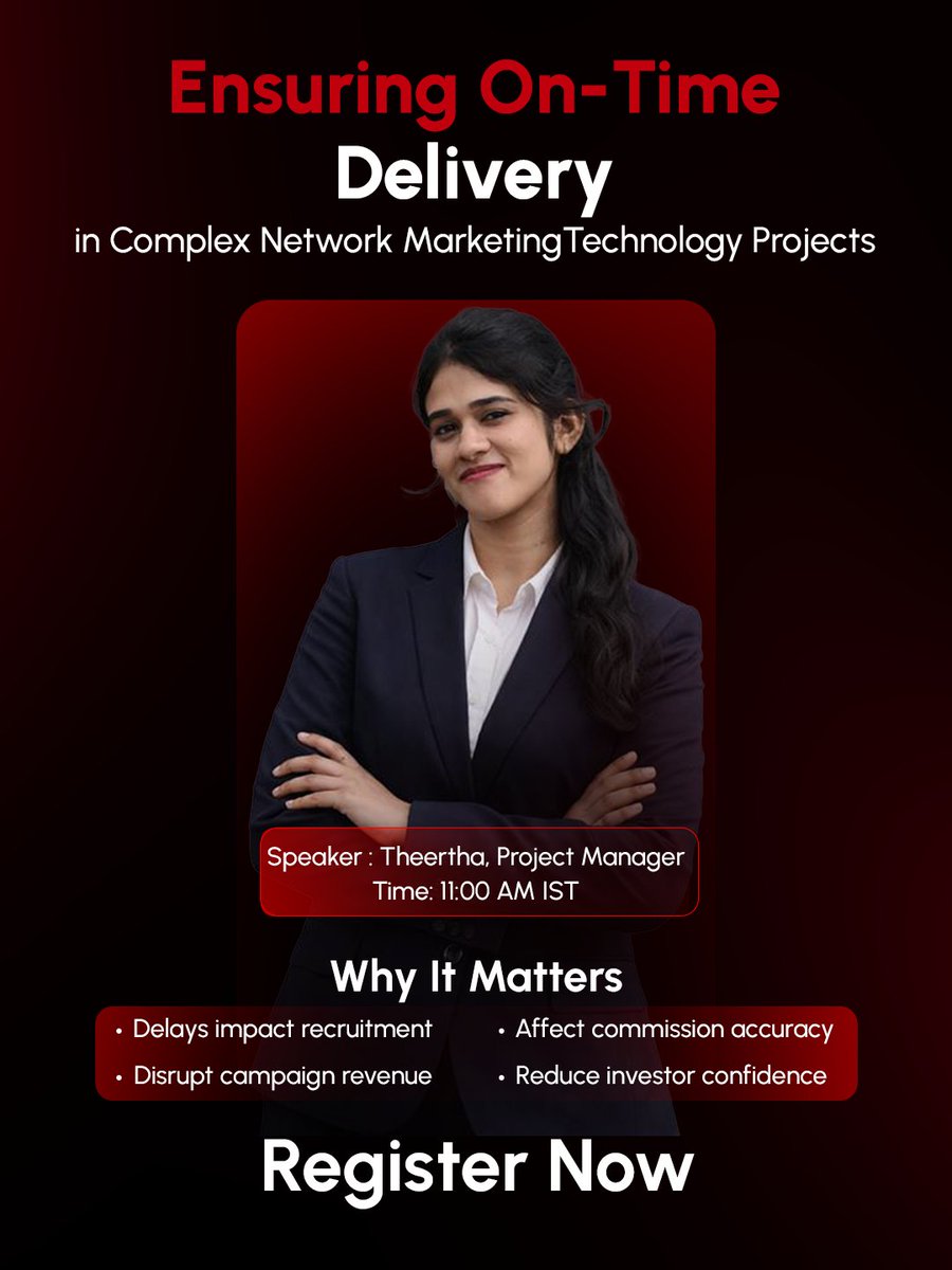 epixelmlmsoft's tweet photo. Upcoming Webinar: Ensuring On-Time Delivery in Complex Network Marketing Technology Projects

https://t.co/EqR2HlKybB

#directselling #epixelwebinarseries #projectmanagement 
#businessgrowth #epixelmlmsoftware https://t.co/sdc7OaRF8g
