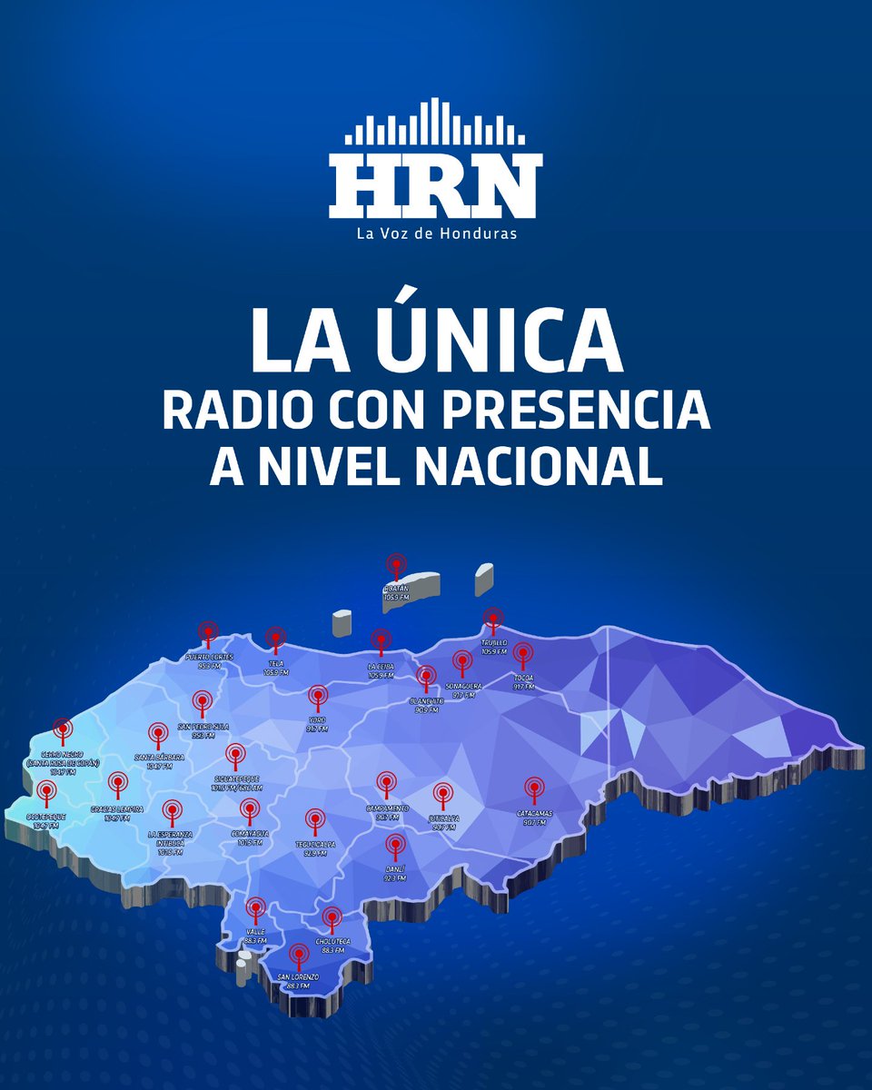 📻HRN, la única radio con presencia a nivel nacional.
Cobertura real, información oportuna y conexión en todo el país.
Siempre conectados con Honduras. 🇭🇳