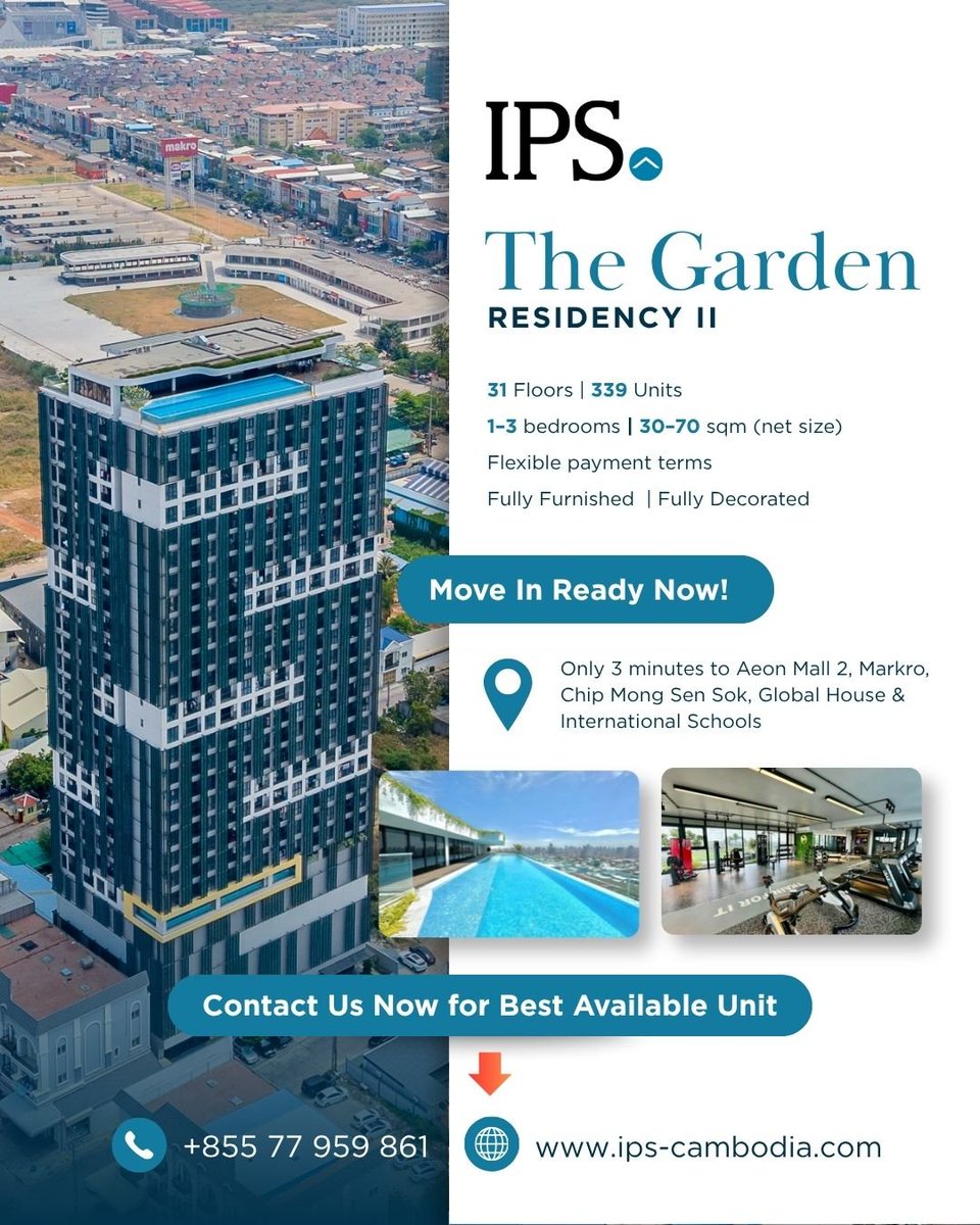 🏙 Move In Ready Living at THE GARDEN RESIDENCY II
🔥 Completed &amp; Ready for Immediate Move-In
✔️ Starting from just $51,400
✔️ Only 10% down payment to move in
✔️ Fully furnished &amp; fully decorated
✔️ 1–3 Bedroom units (30–70 sqm net)
✔️ 339 total units in a 31-storey development