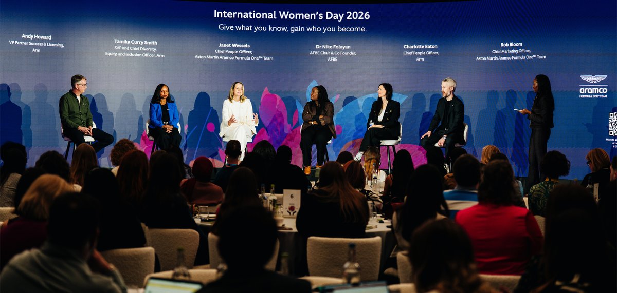 womensday's tweet photo. "Give what you know, gain who you become," said @AstonMartinF1 which held a truly impressive #InternationalWomensDay event last month with its partner @Arm. Read more! ๐๏ธ https://t.co/dDmhdWHs4Y #IWD2026 #GiveToGain #F1 #AstonMartin #AstonMartinF1 #MakeAMark #womeninmotorsport https://t.co/KvC1eBkdal