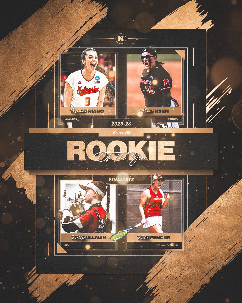 It's been one heck of a year for Husker Athletics.

We can’t wait to celebrate it all next week at A Night at the Lied.

Introducing the 2025–26 finalists for Female Rookie of the Year. 🏆⤵️