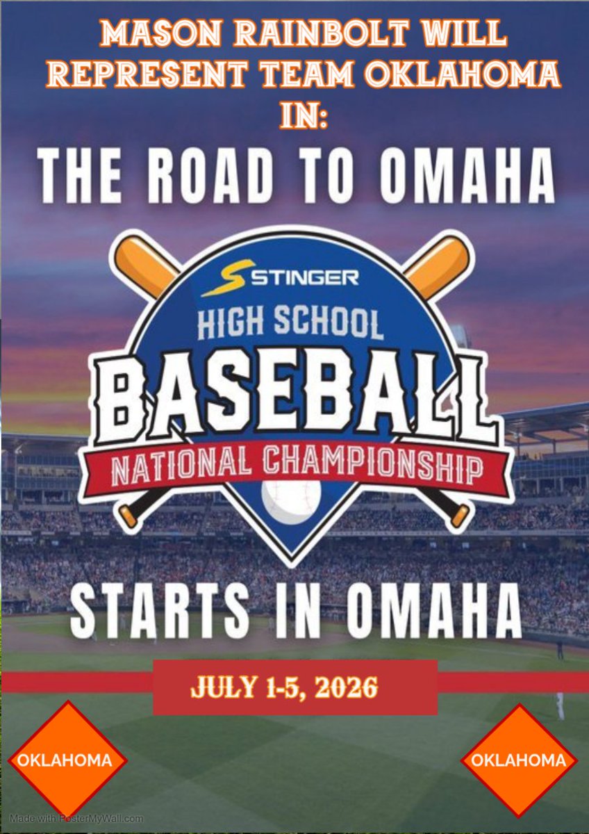 TeamOKBaseball's tweet photo. I am pleased to announce that
@MasonRainbolt 
will be representing Team OK.
@NatChampSeries
@SoonerStateBSBL
#teamokbaseball https://t.co/nm3gZl9Pfy