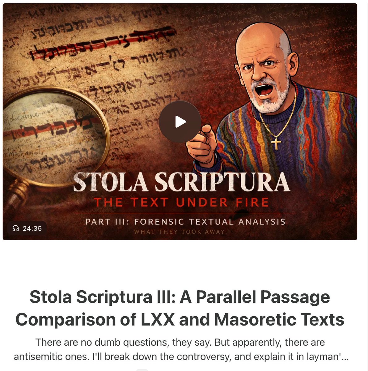 Tons of Christians have been asking the same questions lately about the Septuagint and the Masoretic text, trying to discover where conspiracy stops and the truth starts, and worried about the reliability of their Bible. One would think the people with the credentials to answer