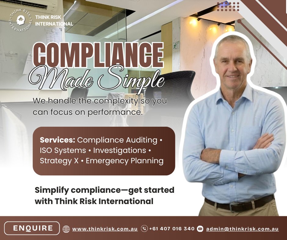 thinkrisk_int's tweet image. Think Risk International specialises in investigations and root cause analysis to help organisations prevent recurrence and improve systems.
Learn more:
📩 admin@thinkrisk.com.au 
📞 +61 407 016 340 
🔗 thinkrisk.com.au
#RootCauseAnalysis #ThinkRisk #SafetyImprovement